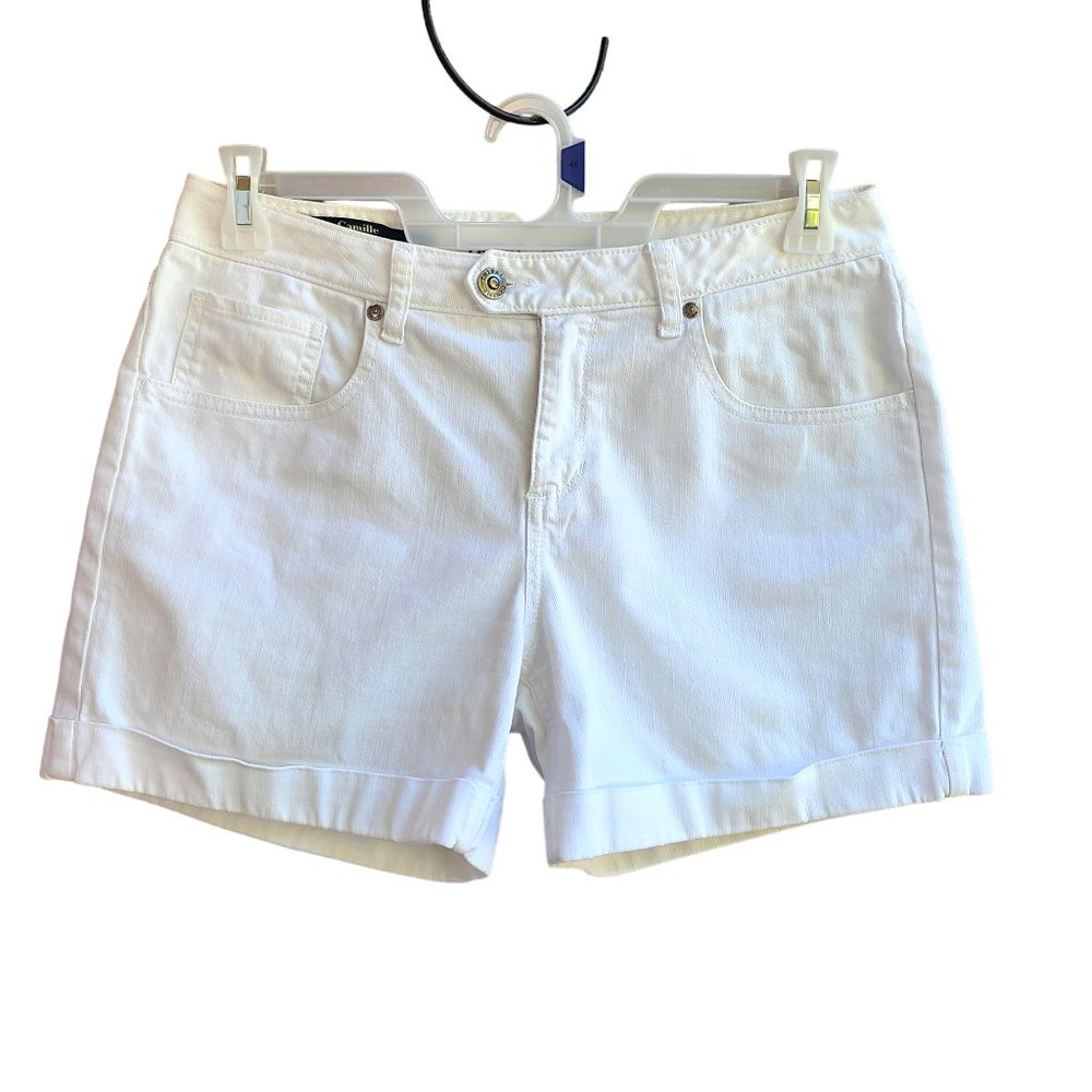 Tribal DeNime Mid Waist Curvy Fit Shorts Womens 29/8 White Camille Shorts - Picture 8 of 9